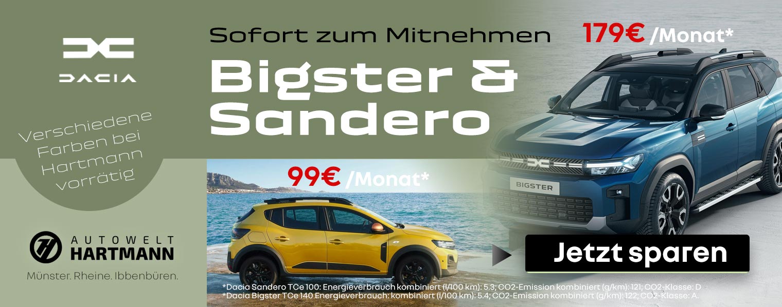 Bigster und SAndero sofort verfügbar bei Hartmann