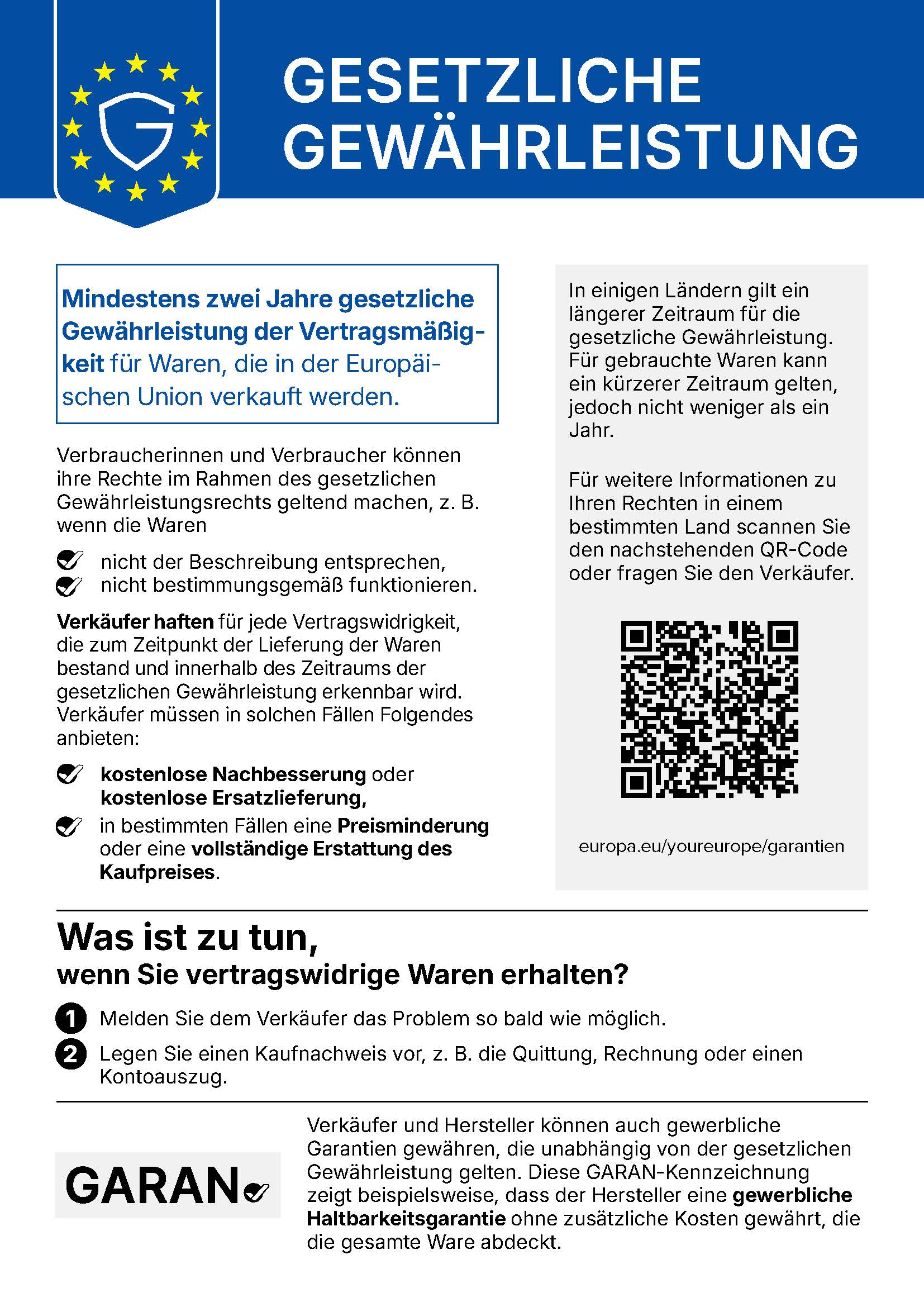 EU-Mitteilung über das gesetzliche Gewährleistungsrecht
